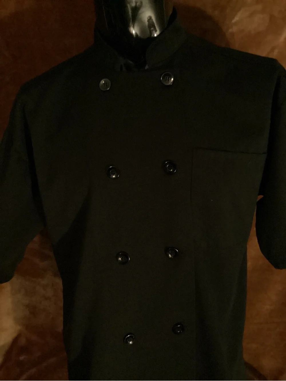 Men's Black Short-Sleeve Double-Breasted Chef Shirt